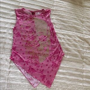 Pink Sleeveless Top with Skull Design